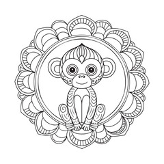 Mandala Monkey in Lotus A Symbol of Peace and Spirituality