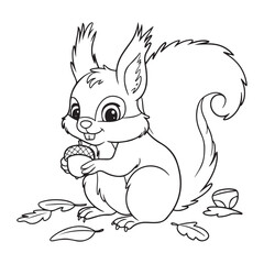 Cute Woodland Squirrel Drawing Perfect for Coloring Pages