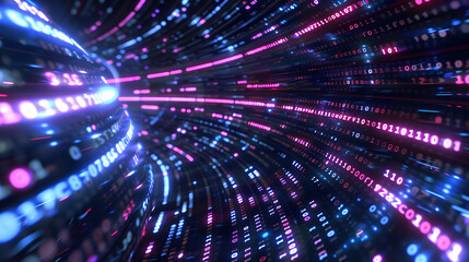 Naklejka premium An abstract virtual space filled with cascading binary