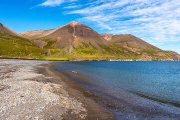 The stunning Borgarfj&ouml;r&eth;ur eystri in Iceland's Eastfjords, near the charming village of Bakkager&eth;i, surrounded by dramatic landscapes and rugged beauty