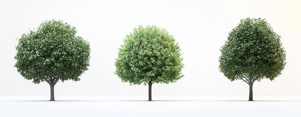 The trees Populus alba and Alnus cordata (Italian alder) are shown as isolated PNGs on a transparent background, with sunset lighting and precise cutouts.