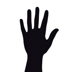 Fototapeta premium Black hand silhouette, raised, white background, graphic design element.