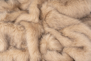 Texture of faux fur as a background, top view.