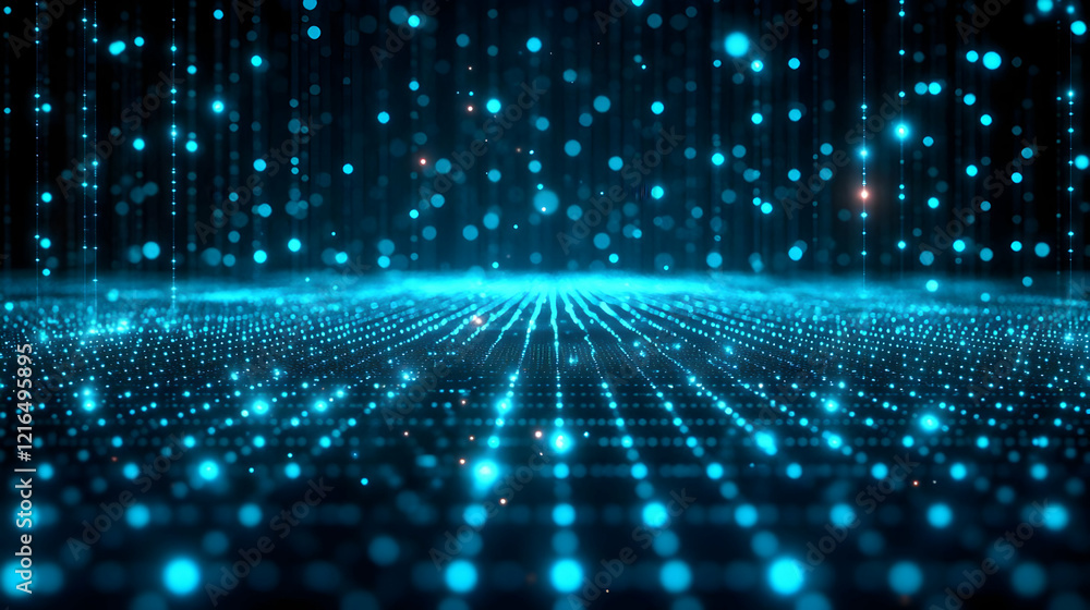 Aufkleber abstract blue glowing particle background digital technology data network futuristic space energy