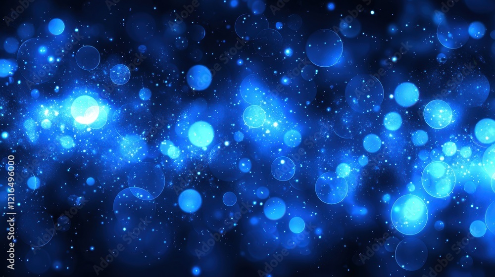 Poster abstract blue bokeh and sparkle light pattern in dark background