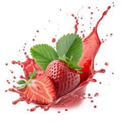 Strawberry Juice Splash PNG - Transparent Background