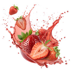 Strawberry Juice Splash PNG - Transparent Background