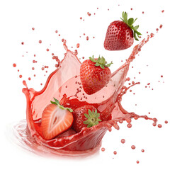 Strawberry Juice Splash PNG - Transparent Background