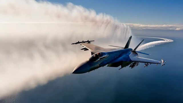 Sukhoi Su-35 Fighter Jet in Flight over the Ocean