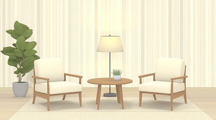 Minimalist Living Room With Two Chairs And A Table