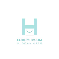 Fototapeta premium Letter H shop logo vector, shopping bag symbol combined with initial letter H