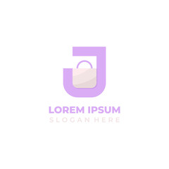 Letter J shop logo vector, shopping bag symbol combination with initial letter J