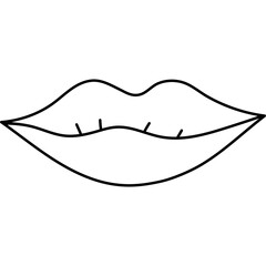 Lovely line doodle plump lips with red lipstick. Cute hand drawn lady mouth as symbol of kiss, sensuality, tenderness, love, flirting. Sign of Valentine day, International Women day isolated on white.