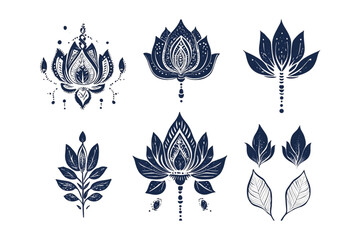 Obraz premium Abstract Lotus Flower Design Blue White Geometric Pattern,