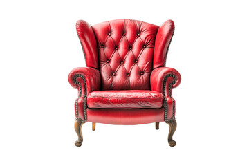 Fototapeta premium Red Leather Wingback Chair Classic Furniture Design,