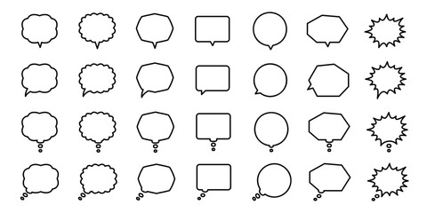 다양한 대화 말풍선 아웃라인 아이콘 세트 