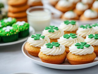 Celebratory St Patrick's Day decor with shamrock garlands, vibrant green accents, and festive vibes