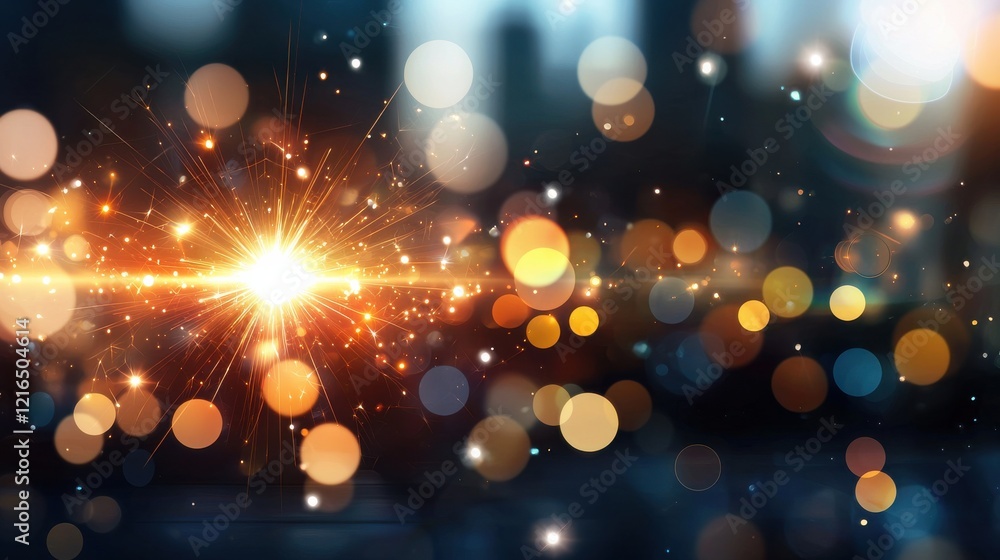 Poster dynamic light burst urban cityscape abstract background blurred environment close-up view visual con