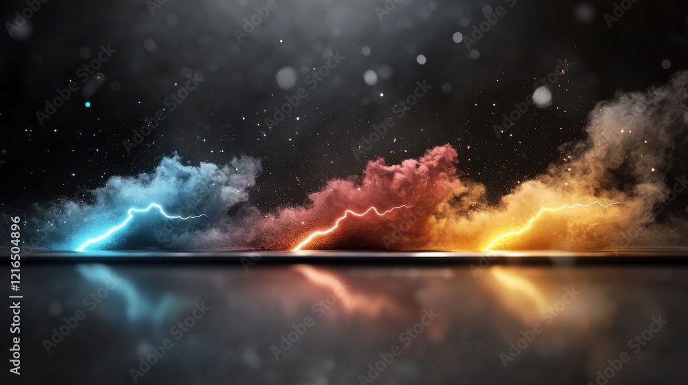 Poster dynamic colorful smoke clouds in abstract art studio setting digital artwork evocative environment a