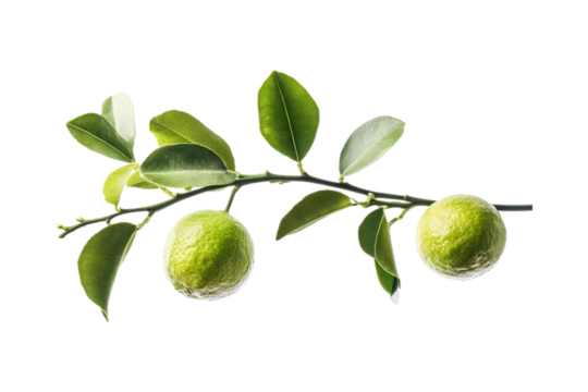 Limes on Branch Abstract Green Background,