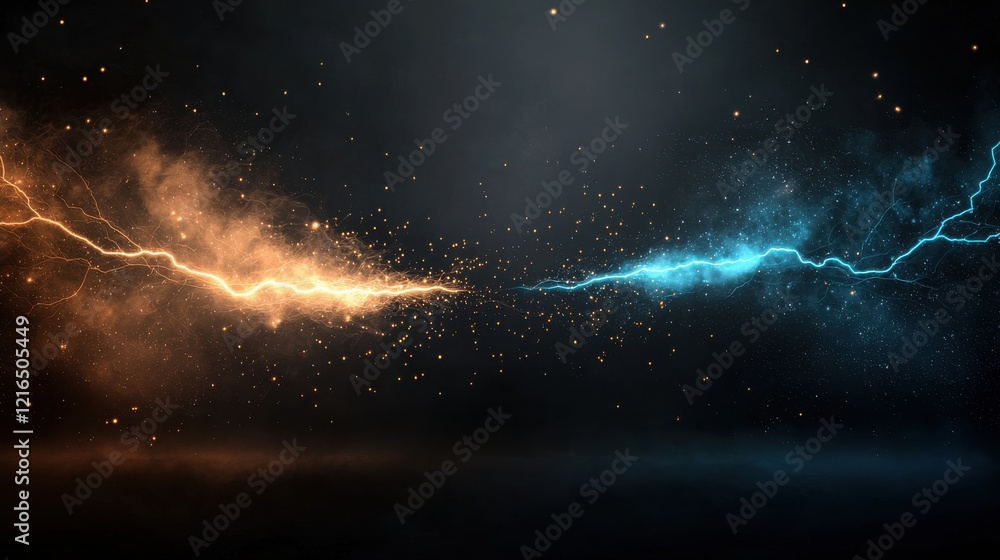 Poster dynamic clash of elements lightning showdown digital realm visual art cosmic environment abstract vi