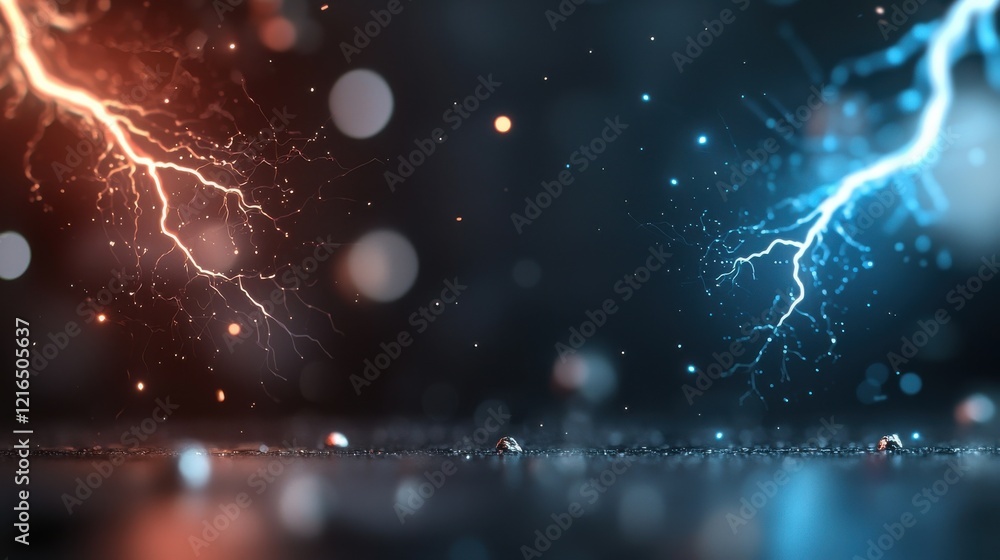 Poster dynamic lightning display natural phenomenon digital art studio environment close-up view energy ver