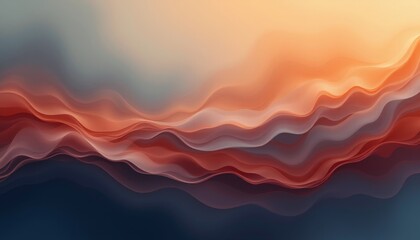 Fototapeta premium Flowing abstract waves in orange and red tones.