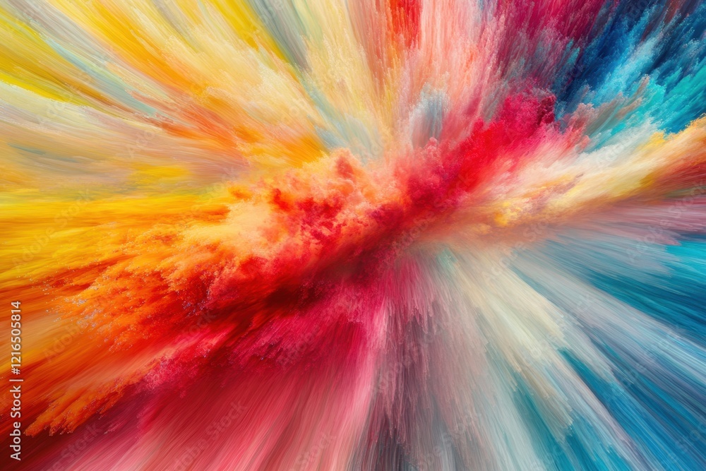 Poster vibrant explosion of colors showcasing abstract art in a dynamic and energetic composition
