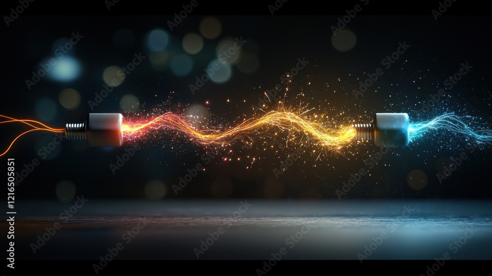 Poster dynamic electric flow digital space visual art abstract environment close-up view energy concept for