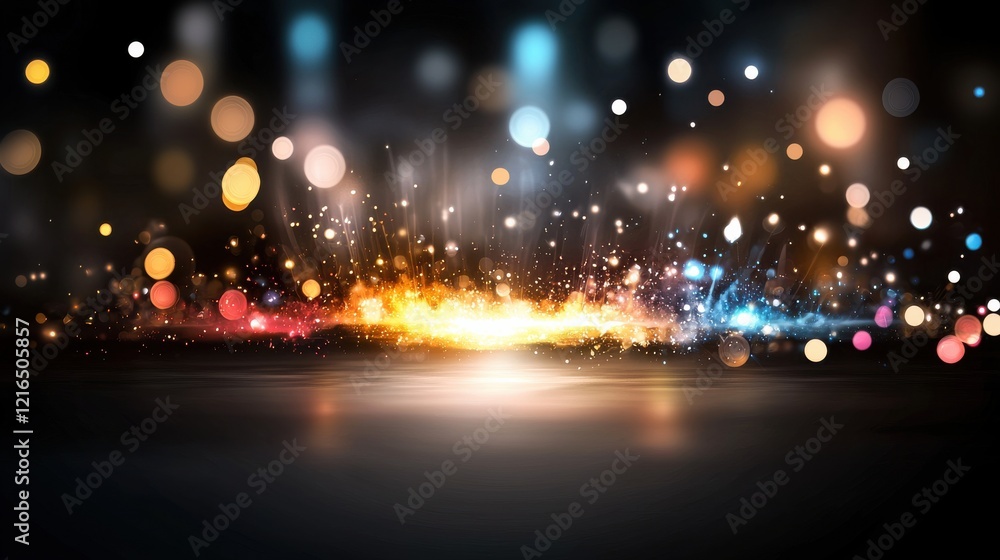 Poster Dynamic light display abstract setting visual art modern environment close-up view conceptual illumination for seo impact