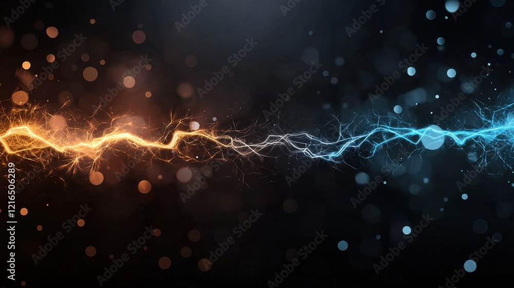 Aufkleber electric energy sparks digital realm abstract visualization dark environment close-up view dynamic c