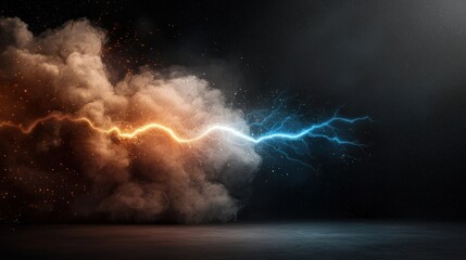 Clashing forces lightning and thunderstorm display nature fury visual art dramatic atmosphere close-up perspective
