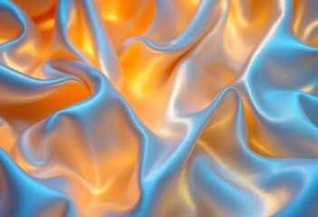 Obraz premium Luxurious Silk Drapery: Blue and Gold Abstract Texture