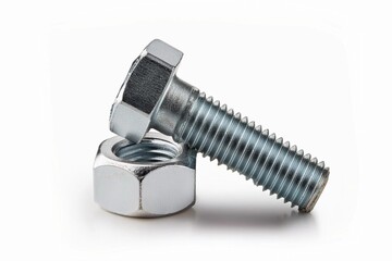 bolt and nut isolated on white background with clapping path full of depth 