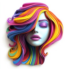 Colorful 3D Illustration of Woman's Face in High Quality