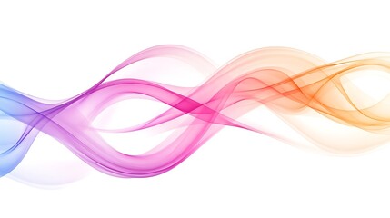 Abstract Colorful Waves Flowing Smoothly Across White Background