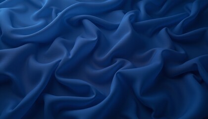 Obraz premium Dark blue fabric with soft flowing folds.