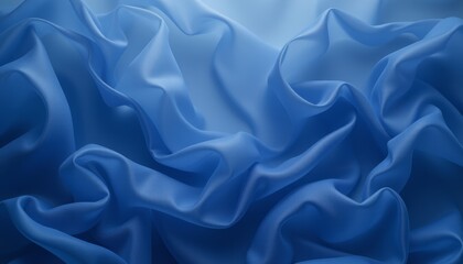 Obraz premium Dark blue fabric with soft flowing folds.