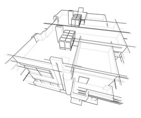 architectural sketch of a house
