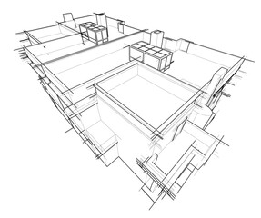 architectural sketch of a house