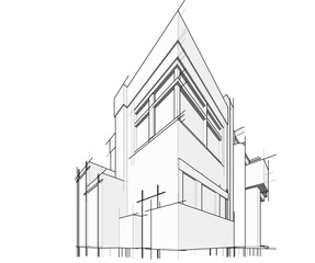 architectural sketch of a house