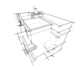 architectural sketch of a house