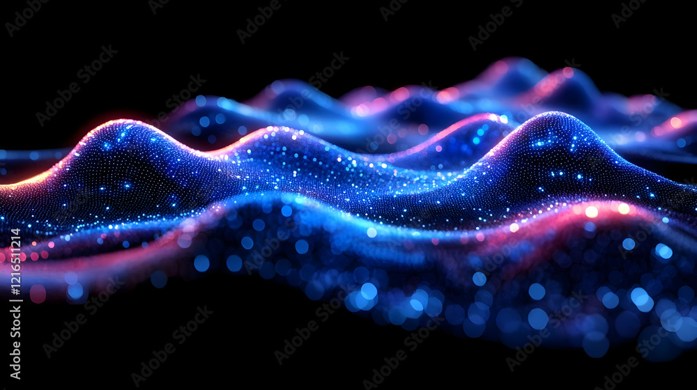 Aufkleber dynamic abstract wave background with glowing particles and vibrant colors