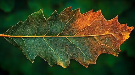 Fototapeta premium A Single Leaf Shows Autumnal Color Changes