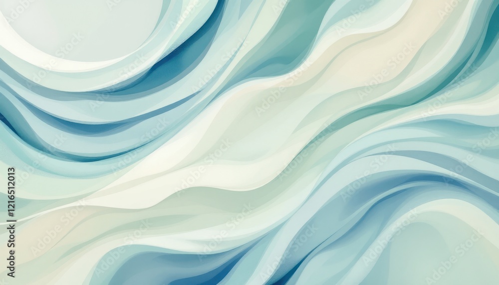 Poster soft blue and white abstract wave pattern with flowing curves