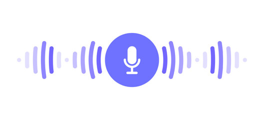 Audio voice message, audio call, chat record icon. Sound interface and record play button, vector messenger playback. Voice message microphone icon with sound wave or record soundwave of mobile phone 