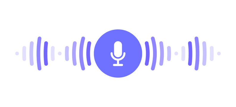 Audio voice message, audio call, chat record icon. Sound interface and record play button, vector messenger playback. Voice message microphone icon with sound wave or record soundwave of mobile phone 