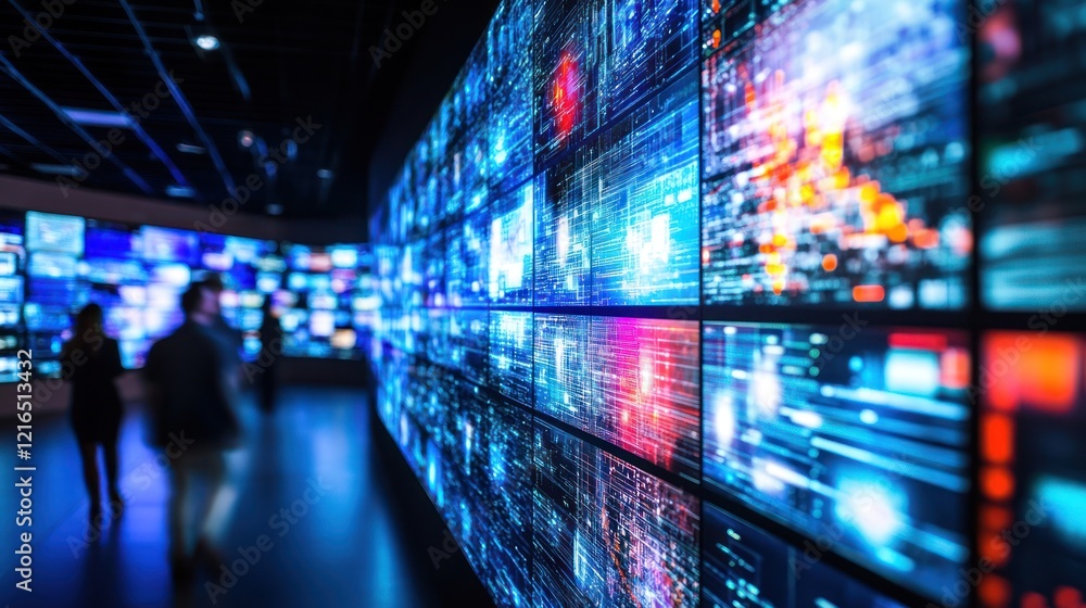 Aufkleber immersive data visualization: a futuristic tech display
