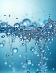 Clear water with bubbles, droplets. Water surface texture. Clean water. Fresh liquid. Pure substance. Abstract water pattern. Refreshing water movement. Natural water features. Beautiful water