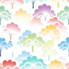 Obraz premium Colorful tree pattern in soft pastel shades over a light background creating a vibrant design
